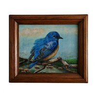 Blue bird of happiness painting