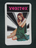 Card calendar, veditex store stores, erotic female nude model, 1972, (1)