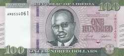 Libéria 100 dollár, 2022, UNC bankjegy
