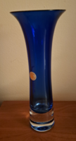Glaswerk harzkristall glass factory, handmade blue vase 20 cm, new
