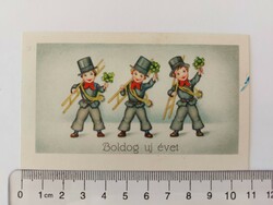 Old mini postcard Christmas greeting card chimney sweep shamrock