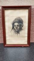 Female portrait, graphic framed