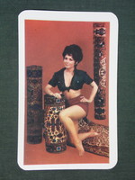 Card calendar, Békésszentandra carpet weaving cooperative, erotic female nude model, 1972, (1)