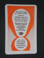 Card calendar, máv railway, travel, ticket office, 1978, (1)