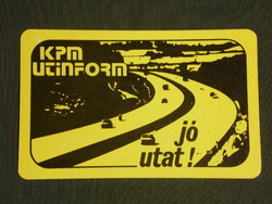 Kártyanaptár,  KPM utinform ,grafikai rajzos, 1975 ,  (1)