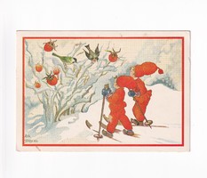 T:014 Karácsonyi törpés képeslap 1983 (artist:Aina Stemberg)
