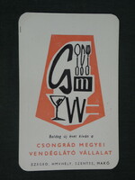 Card calendar, Csongrád county catering company, Szeged, graphic artist, 1972, (1)