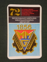 Card calendar, mmg mosonmagyaróvár agricultural machinery factory, 1972, (1)
