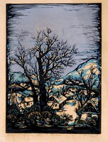 Turkish endre (1926-1980): pilis, 1978 - linoleum engraving, 15/100