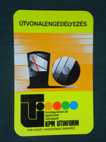 Kártyanaptár, KPM utinform, Budapest,1977 ,  (1)