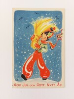 Old mini postcard Christmas greeting card