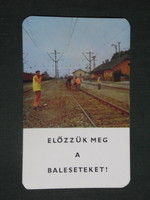 Kártyanaptár, MÁV, vasút, balesetmegelőzés, vasútállomás, pályamunkás, 1978 ,  (1)