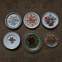 Glass, porcelain, glass plate, porcelain plate, folk motif, flower motif