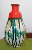 Retro applied art ceramic vase with trickled glaze