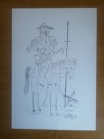 Győrfi a. 92. Don Quixote illustration pen drawing