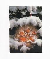 K:015 Christmas postcard postal clean (damp damaged)