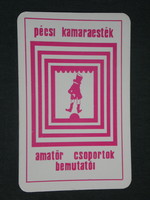 Kártyanaptár, Kultúrális iroda, Pécs, Kamara színház,grafikai rajzos,1975 ,  (1)