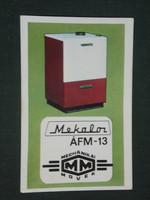 Card calendar, mechanical works, mekalor áfm-13 stove, boiler, 1974, (1)