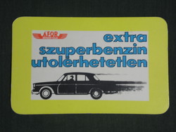 Kártyanaptár, ÁFOR benzinkút, olaj,  extra szuper benzin,grafikai rajzos,  1972 ,  (1)