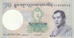 Bhután 10 ngultrum, 2013, UNC bankjegy