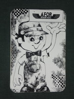 Kártyanaptár, ÁFOR benzinkutak olajok, grafikai rajzos reklám figura, 1974 ,  (1)