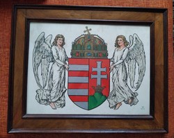 Szent Korona címer, Magyarország angyalos címere litográfia