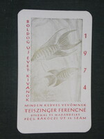Card calendar, ornamental fish and bird specialist shop, Pécs, graphic artist 1974, (1)