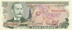 Costa Rica 5 colones, 1986, UNC bankjegy