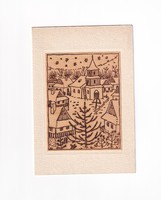 K:024 Karácsony képeslap préselt fa Vallásos (kihajtós)