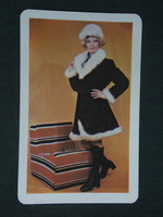 Card calendar, Debrecen leather industry cooperative, erotic female model, 1976, (1)