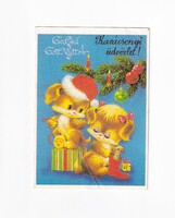 K:015 Christmas postcard postmarked (damaged)