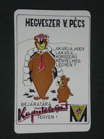 Kártyanaptár,Megyeszer vállalat,Pécs, kaputelefon,grafikai rajzos, Maci Laci, 1975 ,  (1)