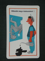 Card calendar, occupational health and safety department, accident prevention, graphic, humorous, 1972, (1)