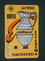 Kártyanaptár,  Ezüstkancsó ÁFÉSZ hotel étterem,Nagyatád,grafikai rajzos, 1972 ,  (1)