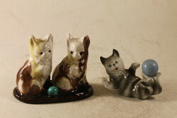 Porcelain and ceramic cats with balls 899