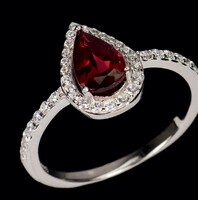 Genuine Modern Style Ruby Gemstone Silver Ring 6x8mm ¹