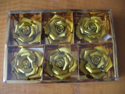Arany színű kerámia rózsa 6 db
