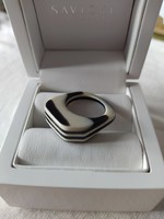 Vintage lucite black and white striped ring