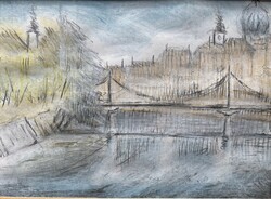 Colorful graphic of Chain Bridge