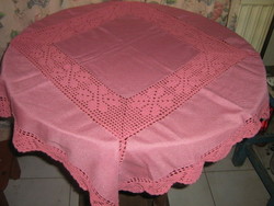 Beautiful handmade crocheted mauve tablecloth
