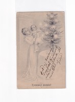 K:085 Christmas antique postcard 1904 black and white