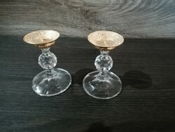 Polished glass candle holders with gilding