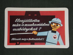 Kártyanaptár, SZOT munkavédelmi osztály,grafikai rajzos,plakát reklám,1972 ,  (1)