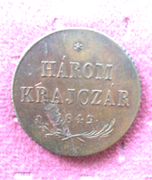 Bronz 3 krajcár 1849