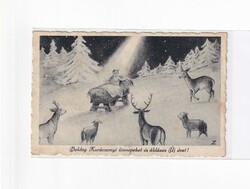 K:085 Christmas antique postcard black and white