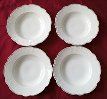 Old Zsolnay deep plates with gilded edges and pearls, 4 pieces together