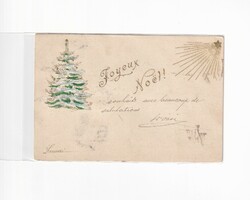 K:085 Christmas antique postcard, embossed pine