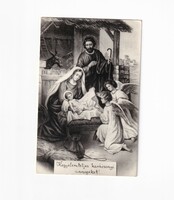 K:083 Christmas antique postcard religious / black and white