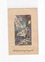 K:076 antique Christmas postcard postmarked religious (crumpled)