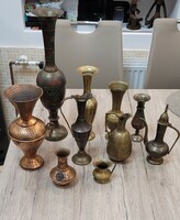 10 Indian copper objects. Vase, pouring, mug, etc.